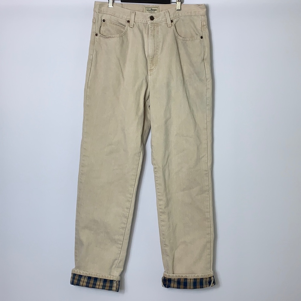 L.L. Bean Khaki Fleece Lined Jeans